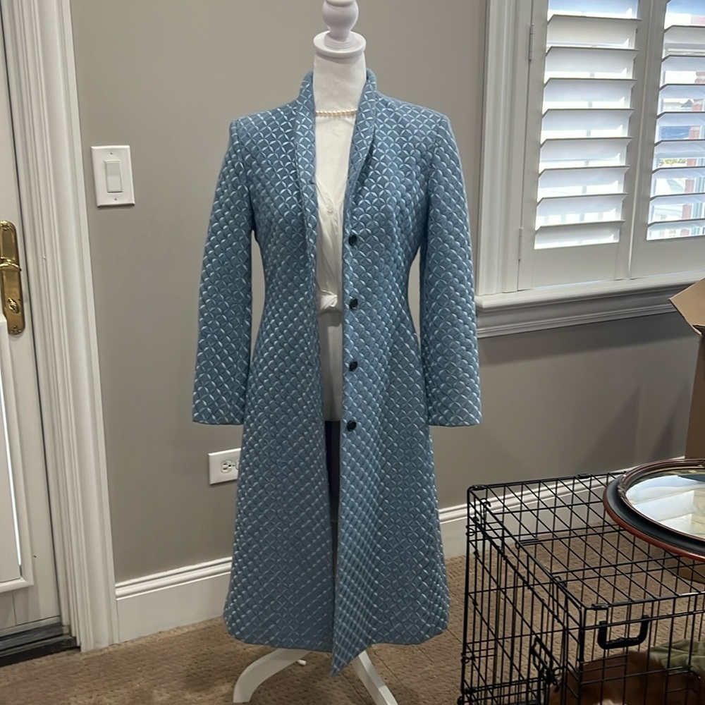 Tocca dusty blue classic tailored wool coat
